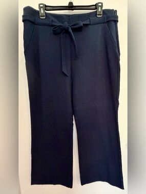 CAbi Navy Tie-Waist Knit Trousers